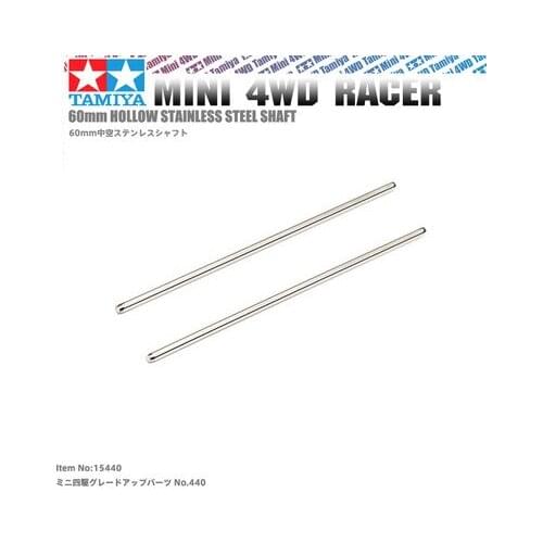 2pcs Tamiya Mini 4WD Racer Parts 60mm Hollow Stainless Steel Shaft Four-wheel Drive Hollow-shaft 15440 Racing Accessories