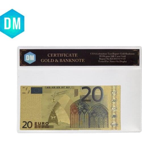 20 Euro Goldleaf EU (European Union) Non-Currency EUR Fake Money Gold Foil UNC Gold Plated Banknote Color Painted