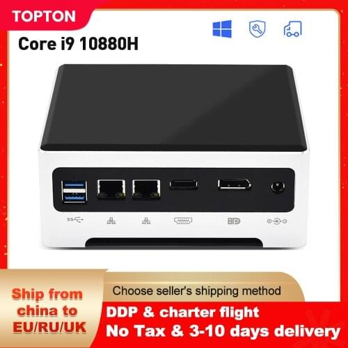 Topton New Mini Computer Intel Core i9 10880H i7 10750H 2*DDR4 2*M.2 Barebone PC NUC Windows 10 TV BOX 2*Lan Dual Band AC WIFI