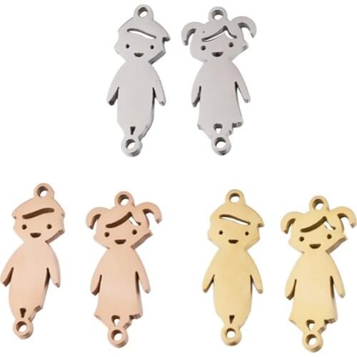5pcs/lot DIY Handmade Cute Boy Girl Charms Connectors Accessories Women Fashion Necklace Bracelets Earrings Jewelry Making Gifts