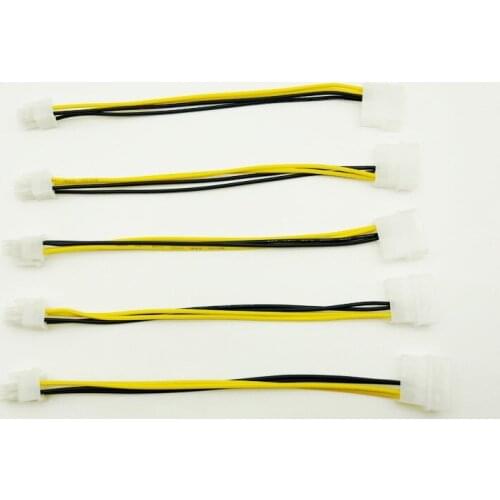5PCS P3 4Pin Power Supply to P4 12V Converter Adapter USB SATA Cable USB Riser Card 4Pin Connector DVI-D VGA Dual PSU Cables