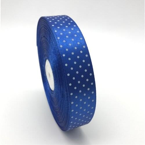 5Yards 1" 25mm Blue Printing Polka Dot Satin Ribbon Hair Bow Christmas Wedding Decoration DIY Sewing Craft