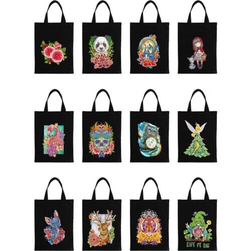 5D DIY Diamond Painting Handbag Mosaic Rhinestone Embroidery Shopping Bag Rhinestone Art Printed Storage Pouch Hand Craft Kit