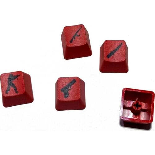 69HA 5pcs PBT CSGO Keycaps OEM Profile R4 Personality Height Dye-sublimation Key Button Replacement for Mechanical Keyboard