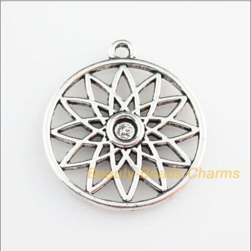 8 New Pendants Sun Star Flower Tibetan Silver Tone Charms 31x34mm