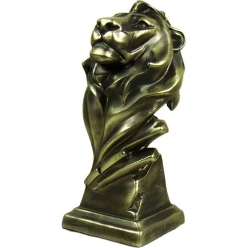 Abstract Lion Bust Antique Resin Lion Statue Animal Head Sculpture Ornament Souvenir Art and Craft Furnishing Office Decor Study
