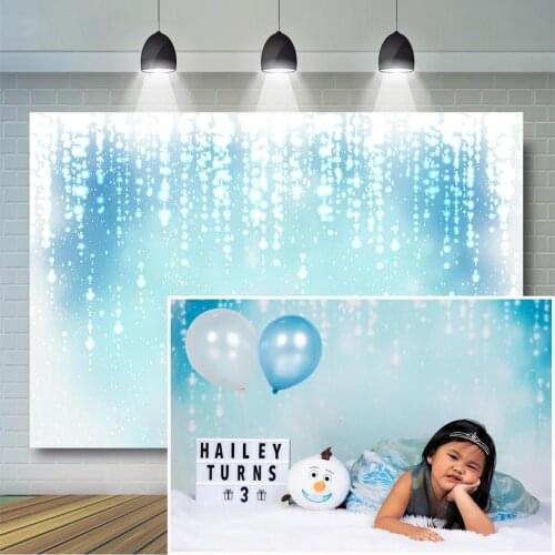 Snow White Photography Backdrop Blue White Bokeh Background for Photo studio Newborn Baby Kids Artistic Portrait Photo Backdrops
