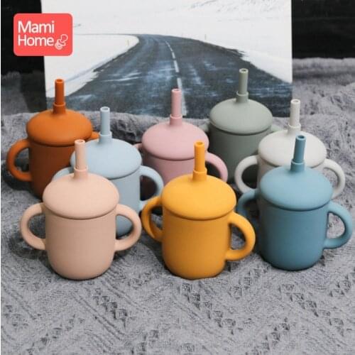 Baby Straw Cup Silicone Soft Silicone Straw Trainer Cup for Infant Tiny Transition Cup with Straw BPA-Free Food Grade Baby Cup