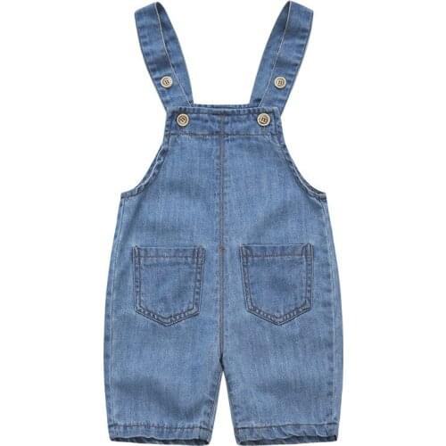 Baby Boys and Girls Overalls Childrens Denim Shorts 2019 Summer Korean Kids Boys Shorts Jeans Girls Denim Overalls Baby Shorts