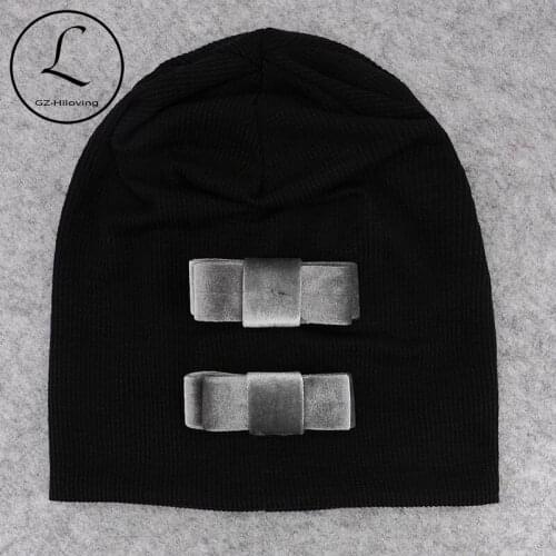 GZHilovingL Fashion Women Beanies Cap Hats 2018 Velvet Bows Autumn Winter Ribbed Slouch Hat For Ladies Girls Baggy Hats Skullies