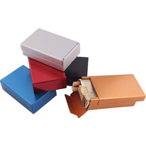 Portable Aluminum alloy Cigarette Box Tobacco Storage Push-pull automatic spring cover Case Pocket mini cigarette box Gift
