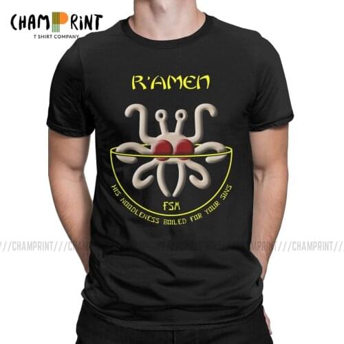 Flying Spaghetti Monsterism Monster R'Amen T-Shirts Men Pastafarianism Fsm T Shirt Religion Church Novelty Tees Gift Idea Tops
