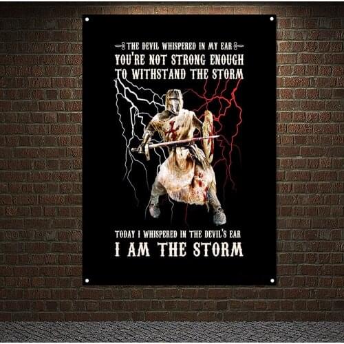 Masonic Flag Knight Templar Order Posters Vintage Print Painting Medieval Warrior Armor Banner Polyester Hanging Cloth Sticker 6