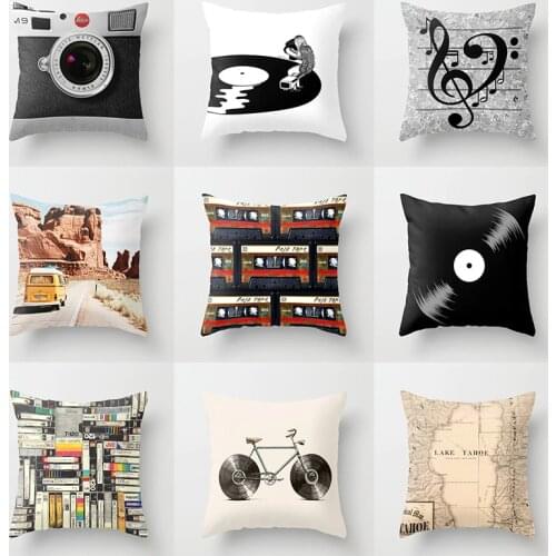 Retro Black And White Series Pillowcase Polyester Sofa Cushion Pillowcase Comfortable High Quality Home Fabric Car Office Pillow