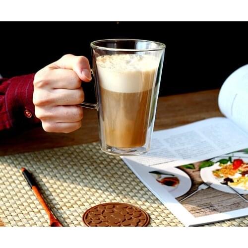 New European Style Professional Cafe Coffee Mug Cappuccino Cup Trapezoid Two Thicknesses Home Used Assam Milk Tea Glass Tumbler