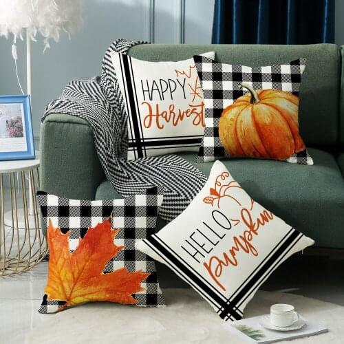 New Maple Pumpkin Printed Cushion Cover 45*45cm Pillow Covers Pillowcase Cotton Linen Sofa Cushions Pillow Cases 0754
