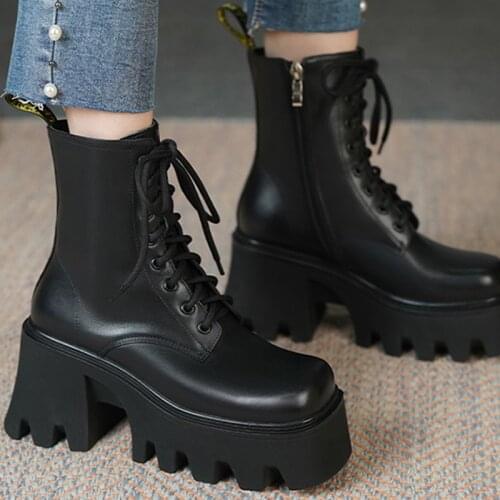 New Martin Boots Ladies Autumn Winter Chelsea Boots Fashion Women High Heels Shoes Female Cross Tied Shoes Female Short Boots
