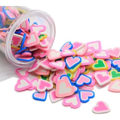 Wholesale Mini Loose Colorful Colorful Heart Polymer Clay Slices Cute 9mm Nail Stickers Make Supplies