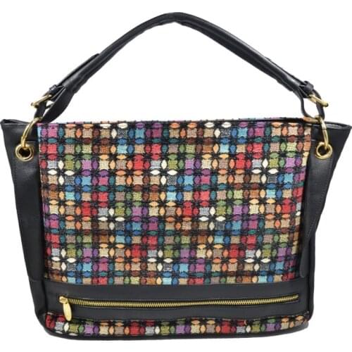 Mixed Patterned Weaving Lady, Top Handle, Shoulder Bag