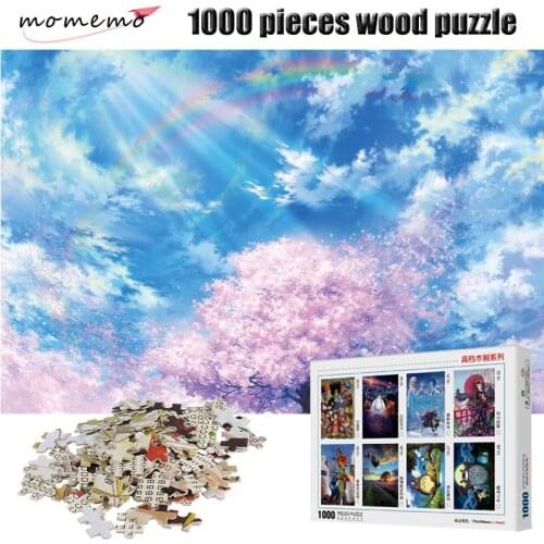 MOMEMO Sakura Rainbow Wooden Jigsaws Puzzle 1000 Pieces Landscape Wooden Puzzle Adult Children Educational Gift Toys Box Packing