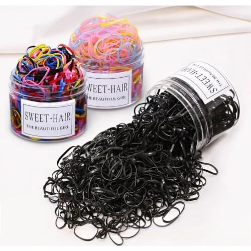 500pcs childrens hair accessories disposable rubber band girls baby strong pull constant black small hair ring color head rope