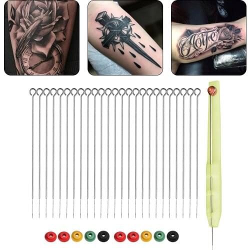 Hand Poke Tattoo Kit with 25 Needles with 10 Grommets DIY Accessaries for Tattooing Artists