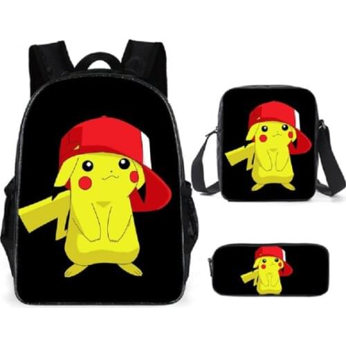 Pokemon Pikachu Backpack School Bag for Boys Pencil Case Schoolbag Anime Cartoon Bag Supplies Children Backpack Laptop