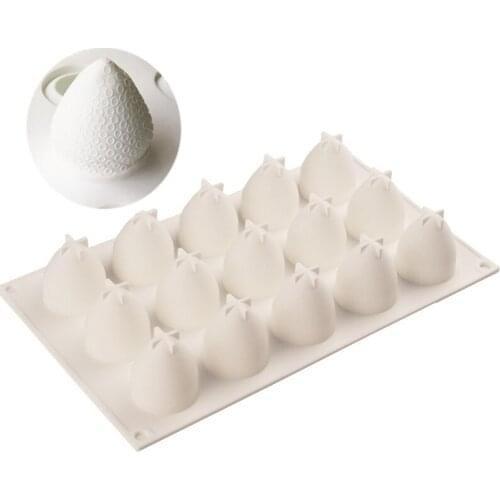 15-Cavity Strawberry Shaped Mousse Cake Silicone Mold Diy Candy Chocolate Mould Baking Fondant Molds