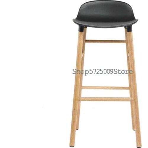 Nordic Bar Chair Modern Simple Home Bar Stool Creative Gray White Plastic High Stool Danish Solid Wood High Bar Chair