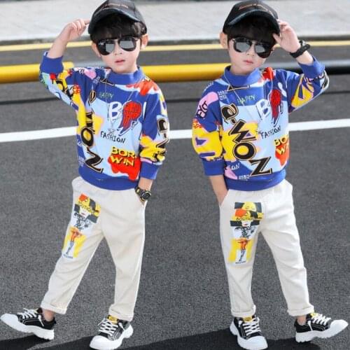 Baby boys spring fashionable clothing sets 3-13T kids shirt+trousers sport pants sweatshirt autumn child pullover jacket t-shirt