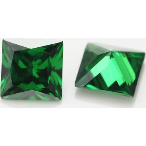 Cubic Zirconia Loose Gemstones Square Princess Cut 50pcs 3x3mm~12x12mm Green Sea Blue for Jewelry Accessories Making
