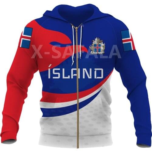 X-Safala Island Flag Viking Puffin 3D All Printed Hoodie Man Women Harajuku Outwear Zipper Pullover Sweatshirt Casual Jacket