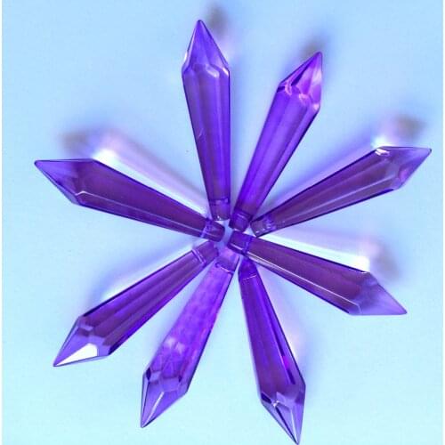 Top 200pcs/ Lot Purple GLASS Icicle Chandelier 52mm Crystal Prisms Pendants For Brithday Wedding Cake Topper,Even Party Supplies
