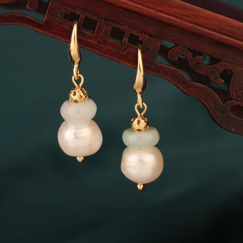 Vintage Aventurine Drop Earrings Ethnic Natural freshwater pearl earrings WomenS Earrings Tassel Earrings For Women