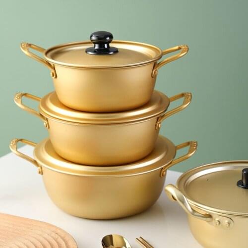 Yellow Aluminum Noodle Bowl Korean Instant Noodle Pot Suitable For Induction Cooker Cooking Noodles Pot Household Cookware