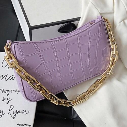 Retro Alligator Pattern Women Messenger Handbags sac PU Leather Street Casual Chain Armpit Method Stick Shoulder Bag