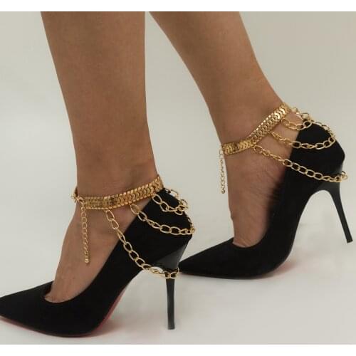 Spring Autumn Sexy Pointed Toe Woman Pumps Fashion Metal Chain Design Ankle Buckle Strap High Heels Women Dress Shoes New 2021