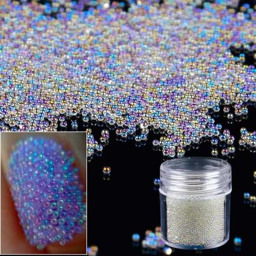 YWK 1 Box Clear White Caviar Beads 3D Nail Decoration Glitter Bead 10g Manicure Tips Decor