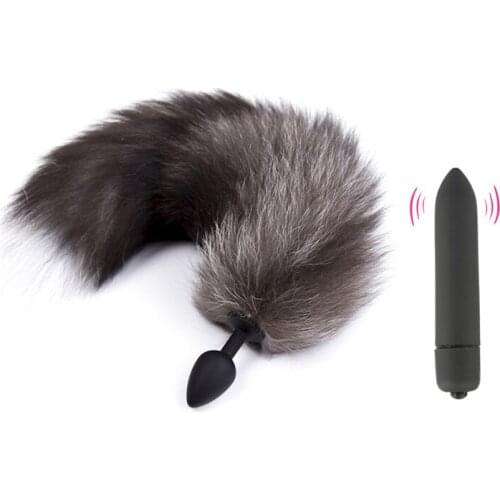 10 Frequency Bullet Vibrator Fox Tail Prostate Massage Anal Plug Vibrator Erotic Butt Plug Flirting Adult Sex Toys for Women Men