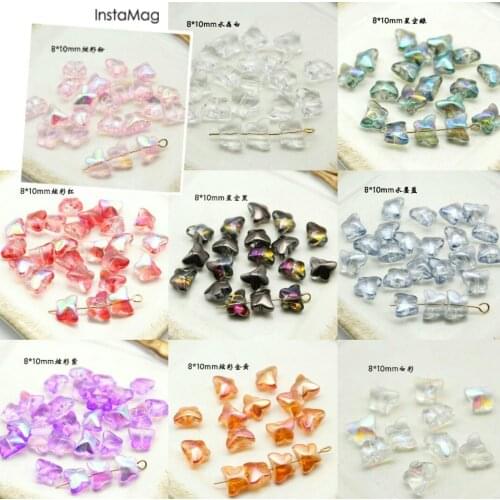 10pcs/pack 8*10 Brilliantly Coloured Glaze Is Small Butterfly Earrings Long Geometry Diy Handmade Earrings Glass Ornaments