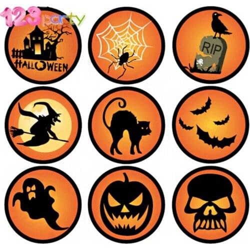 123 Party 90pcs 4.2cm Halloween Sticker Cookie Cake Candy Bag Labels Creative Paper Seal Stickers Halloween Party Supplies