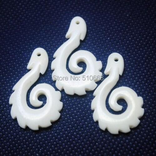 4 Pieces/ Lot Natural White Carving Bovine Bone Ox Bone Bead Cattle Size: 25x39mm Good Quality