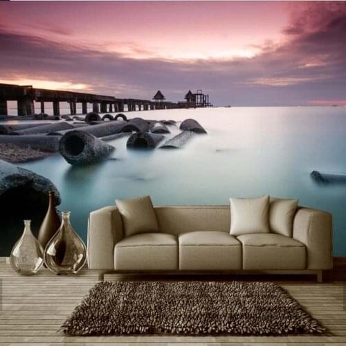 3D 5D 8D Bridge Stone Sea Wallpaper Mural Natural for Bedroom Living Room TV Background Home Decor Wall Paper Roll Custom Size
