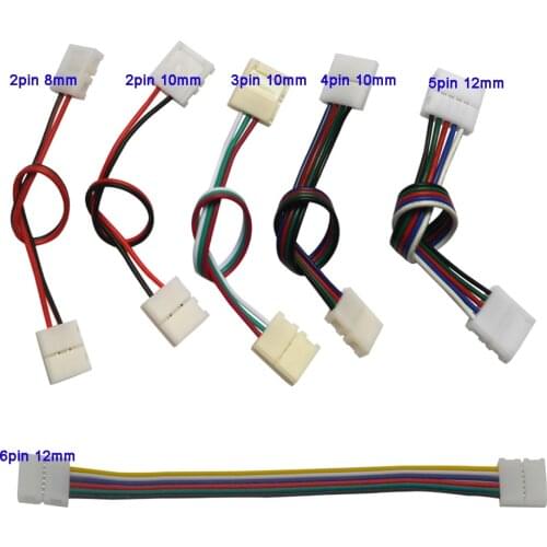 5-100pcs 2Pin 3Pin 4Pin 5Pin 6Pin Connector Double Clip Connector Cable For 3528 WS2812 5050 RGB RGBW RGBWW LED Strip Light