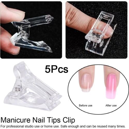 5PCS Quick Building Nail Tips Clips Clear Shaping Nails Clip Fixing Clip Tool Form for Poly Nail Gel Kit Extension Nail Tools