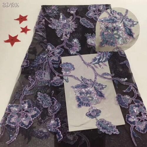 African lace fabric nigerian lace fabric with sequins, african lace fabric 2020 high quality for wedding dress T33051