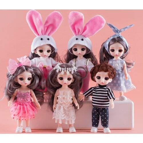 BJD Mini 16cm Doll 13 Movable Joints 1/8 3D Eyeball Doll and Clothes Can Dress Up Girls DIY Toys Surprise Dolls Birthday Gifts