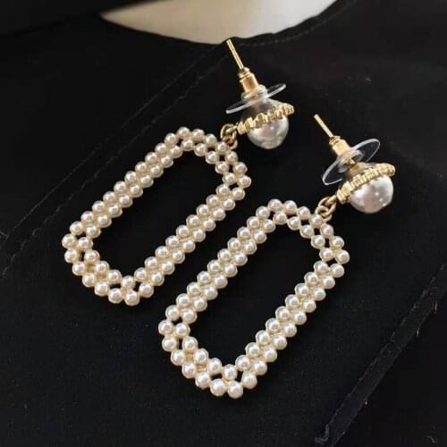 Brand Fashion Pearl Jewelry Gold Color Earrings Pearl Earrings Tassel Pearls Design Wedding Party Earrings