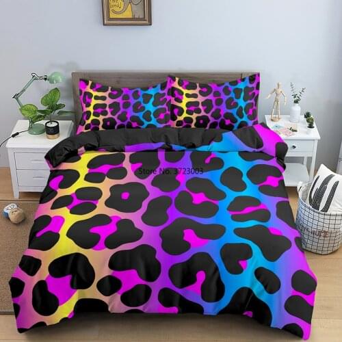 Color Psychedelic Leopard Bedding Set Single Double King Queen Size Bedcover Pillowcase 2/3 Bedroom Home Textile