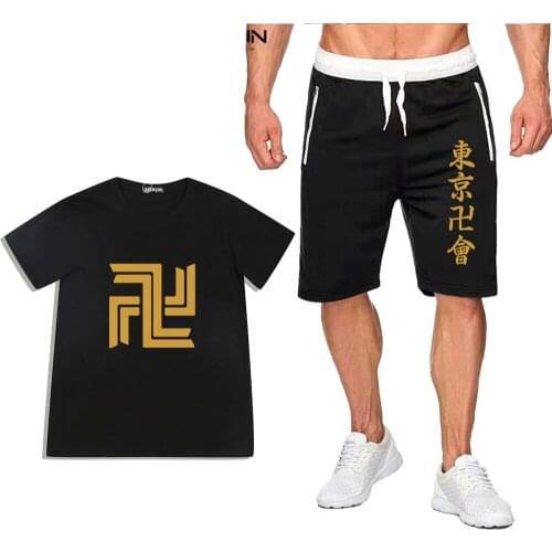 Tokyo Revengers Anime Cosplay T-shirt Shorts Suit Solid Loose Oversize Men Tracksuit Sportsuit Streetwear Two Piece Summer New